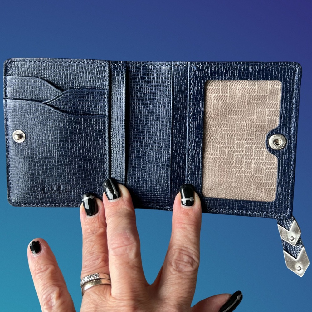 Cole Haan Blue Pebbled Leather Small Wallet/Card Holder - Picture 4 of 13
